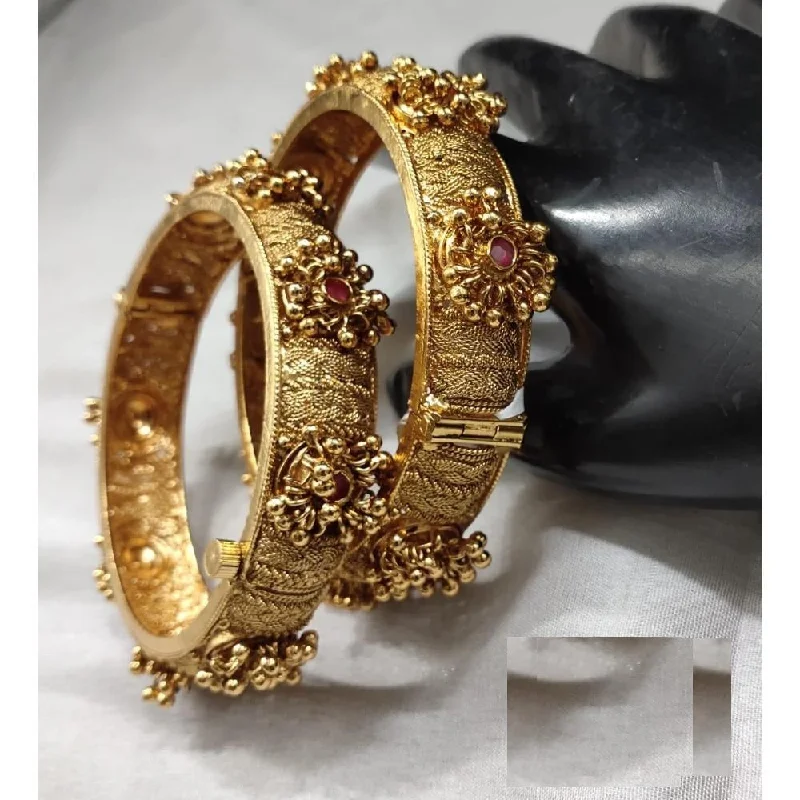 Multi-colored bangles for vibrant outfits-Akruti Collection Copper Gold Plated Bangle Set