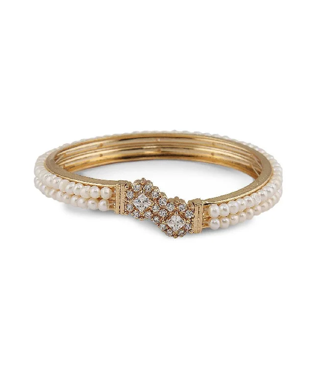 Stackable bangles for a customizable look-Delightful Real Pearl Bangle