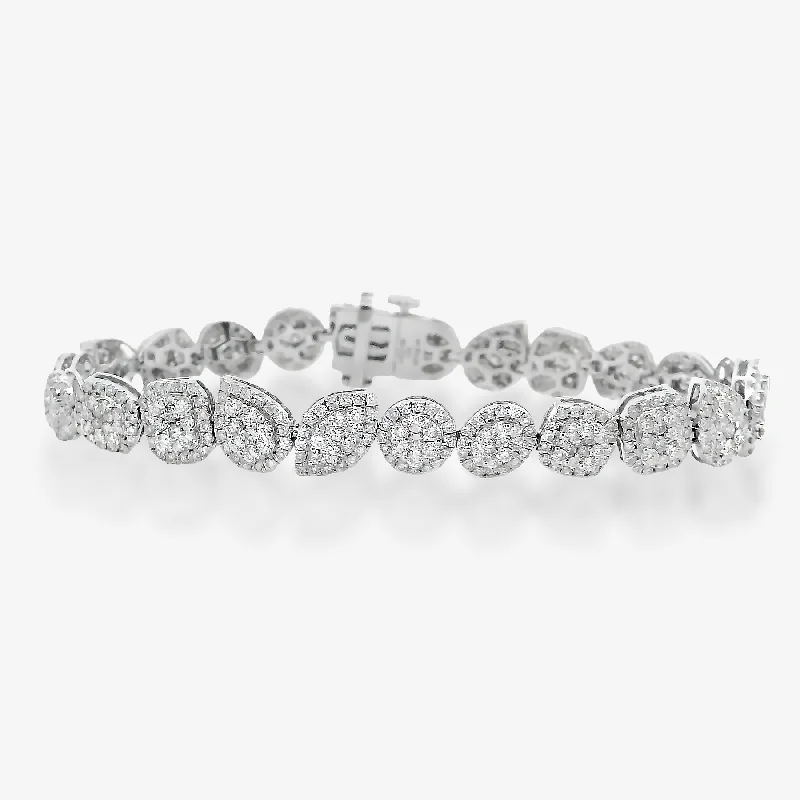 Handwoven bracelets for bohemian-inspired looks-6.00CT Mixed Pave Shaped Diamond Halo Tennis Bracelet