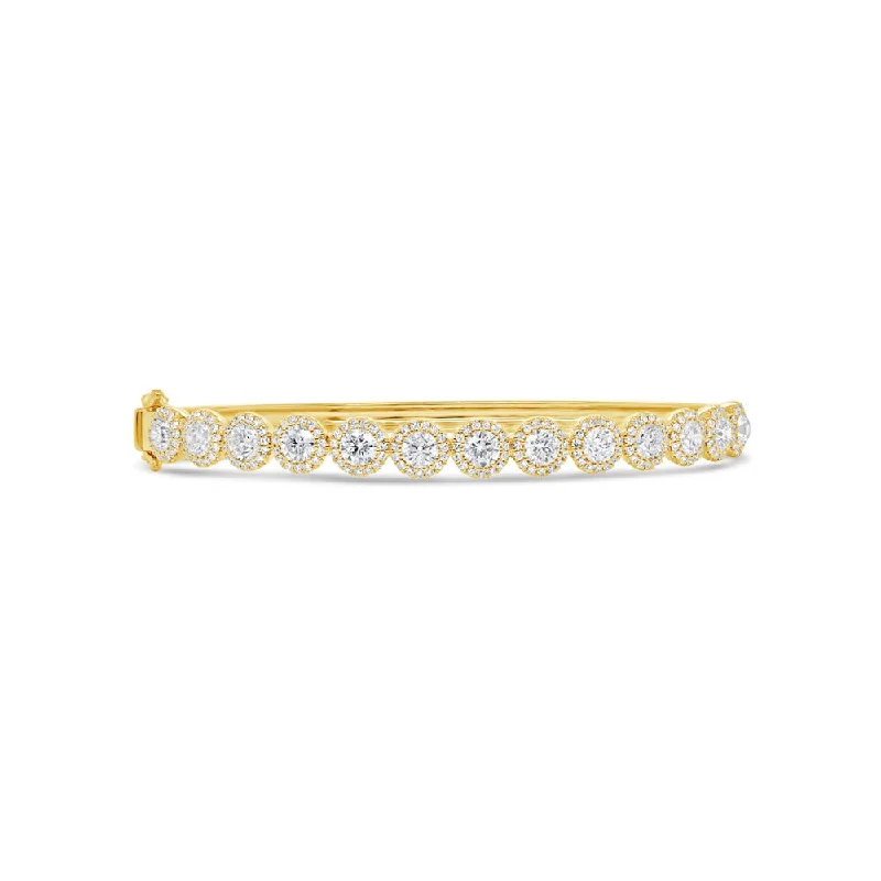 Personalized couple bangles for matching designs-14K Yellow Gold Diamond Bangle (Medium)