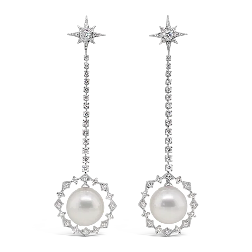 Fashionable ear cuffs for a trendy look-South Sea Pearl & Diamond Dangle Earrings