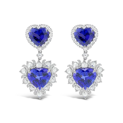 Fashionable ear cuffs for a trendy look-Tanzanite & Diamond Heart Dangle Earrings