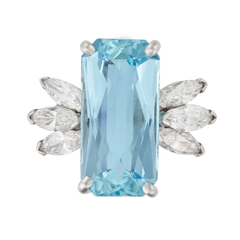 Modern engagement rings for contemporary style-Vintage Aquamarine Cocktail Ring