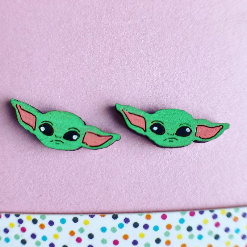 Chic tassel earrings for a boho look-Studs: Grogu - Baby Yoda