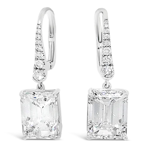 Silver hoop earrings with a modern twist-Diamond Dangle Earrings