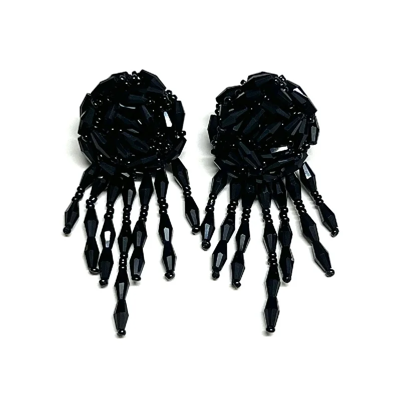 Sparkling crystal earrings for glamorous occasions-Black Rose Earrings