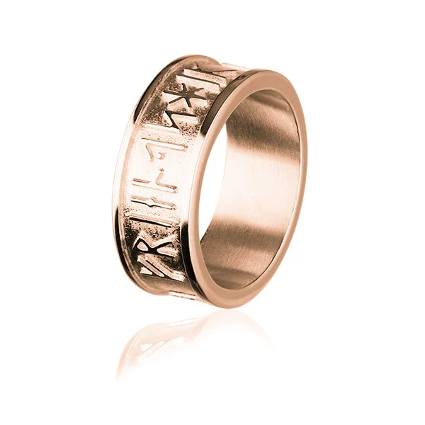 Personalized ring sets for special occasions-Runic Rose Gold Ring RXXR236