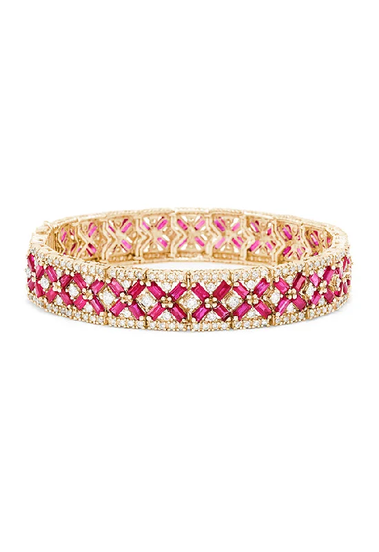 Adjustable cord bracelets for a custom fit-14K Yellow Gold Ruby and Diamond Bracelet, 14.10 TCW