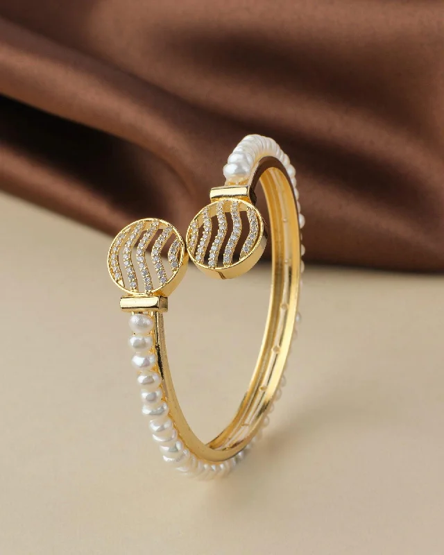 Intricately designed bangles for high-fashion looks-Beautiful and Classy Pearl Bangle