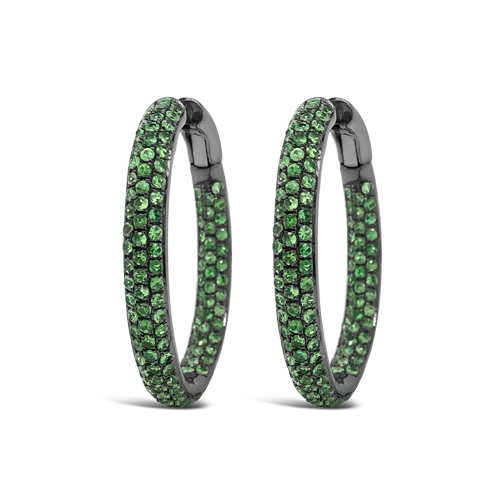 Sterling silver earrings for everyday elegance-Tsavorite Hoop Earrings