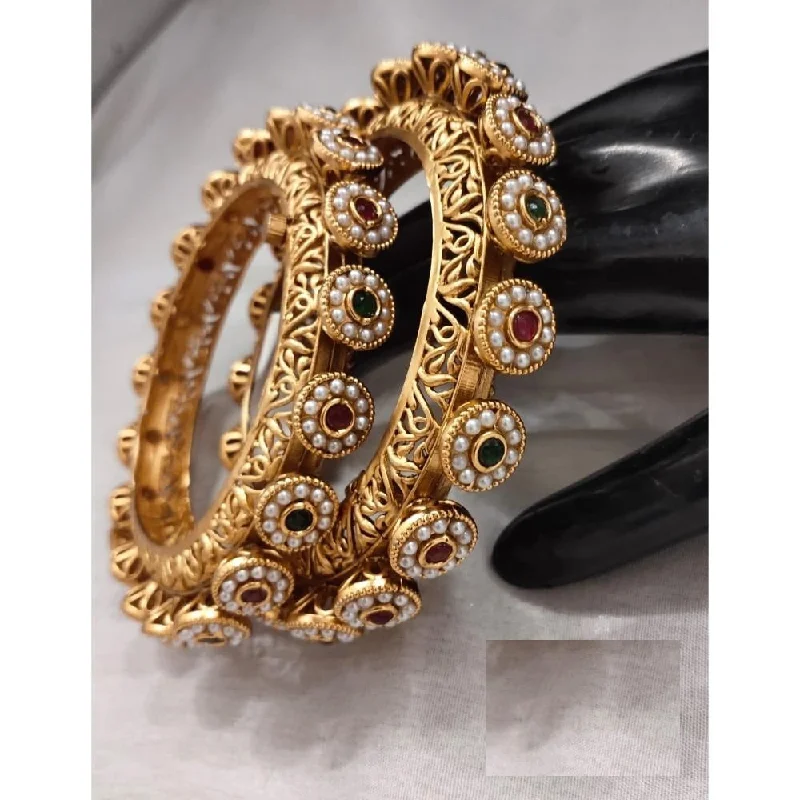 Intricately designed bangles for high-fashion looks-Akruti Collection Copper Gold Plated Bangle Set