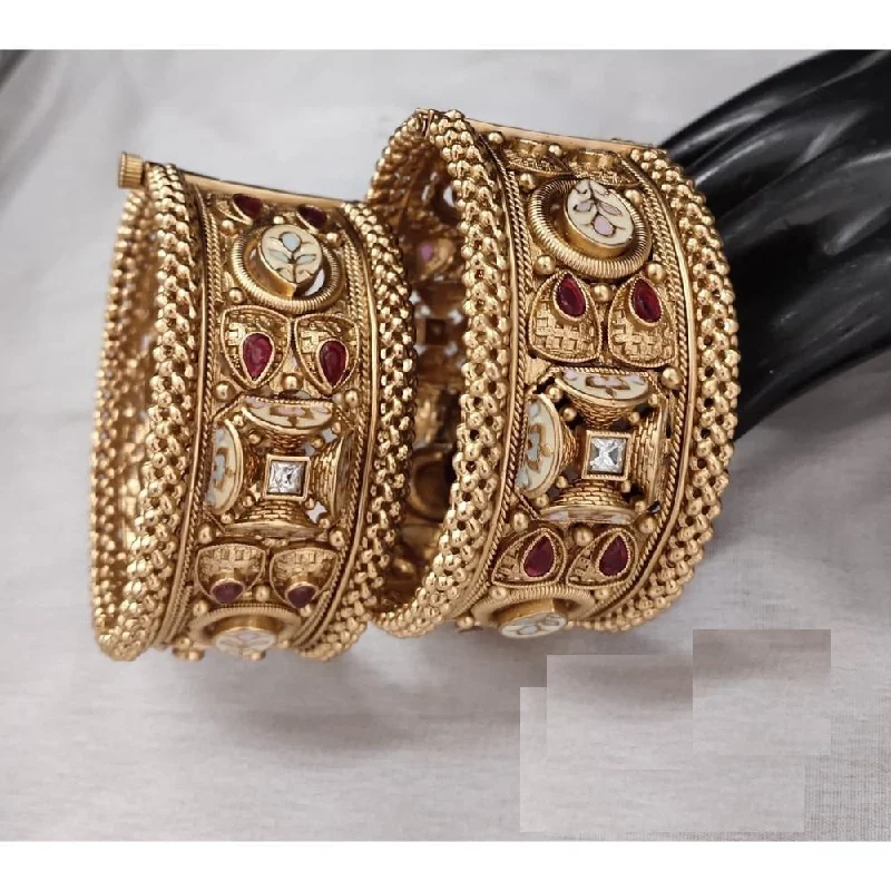 Chic metal bangles for sophisticated fashion-Akruti Collection Copper Gold Plated Bangle Set