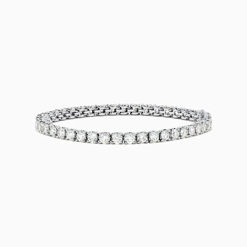 Adjustable bangle bracelets for versatile wear-14K White Gold Diamond Tennis Bracelet 8.43 TCW