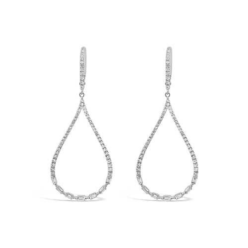 Elegant teardrop earrings for formal occasions-Diamond Teardrop Dangle Earrings