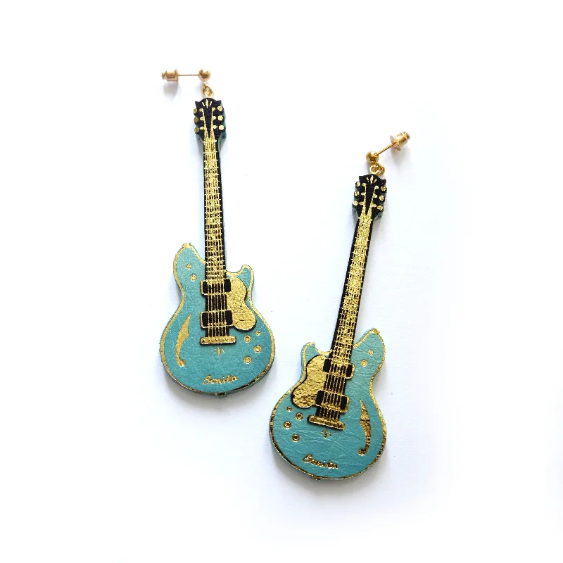 Delicate gold earrings for minimalist appeal-GUITAR . earrings