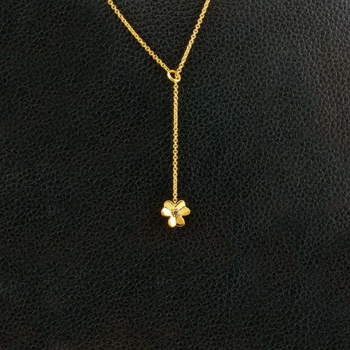 Modern geometric necklaces for creative fashion-Flower Lariat Necklace with Diamond Center