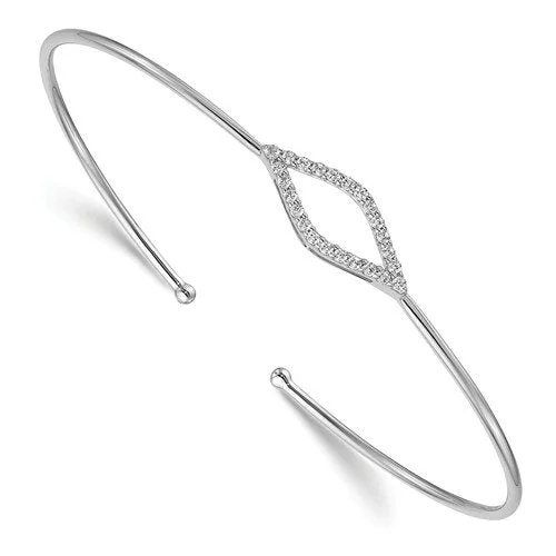 Bangles with geometric patterns for modern style-14KT WHITE GOLD 1/4 CTW DIAMOND CUFF BANGLE