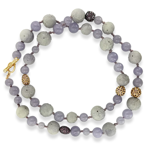 Custom gemstone necklaces for special occasions-Lavender Jade Bead Necklace