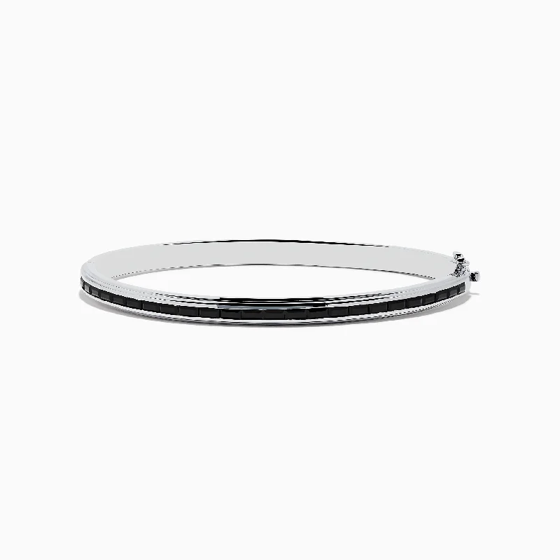 Silver chain bracelets for timeless elegance-925 Sterling Silver Black Spinel Bangle