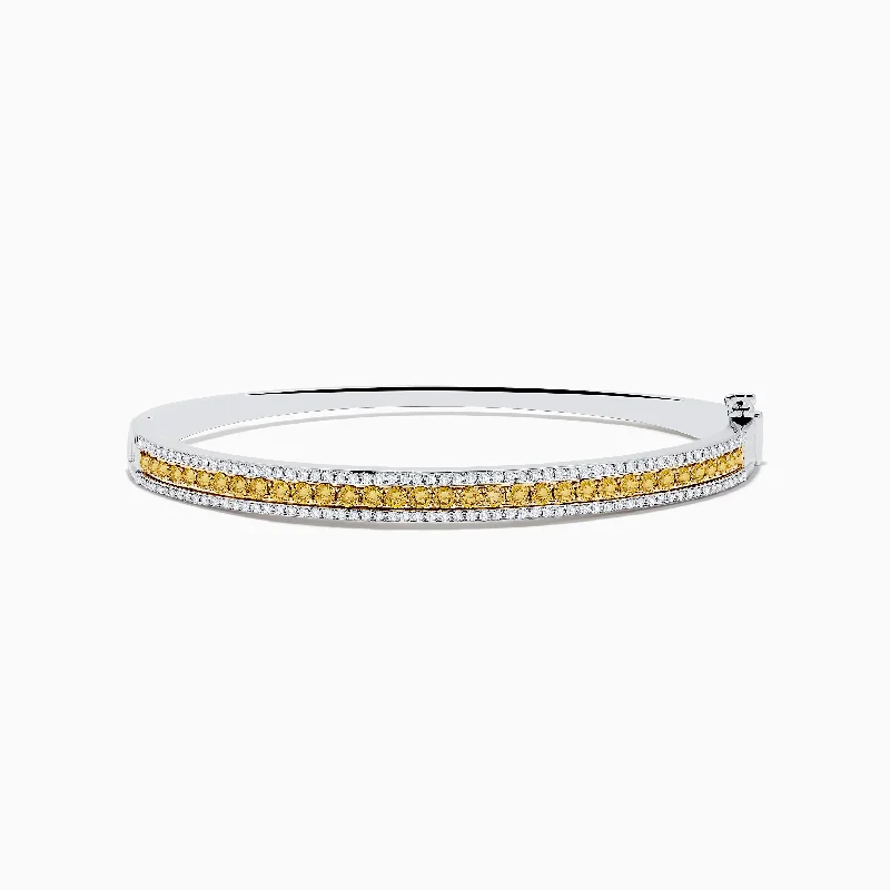 Crystal bracelets for a sparkling effect-Canare` 14K Two Tone White and Yellow Diamond Bangle