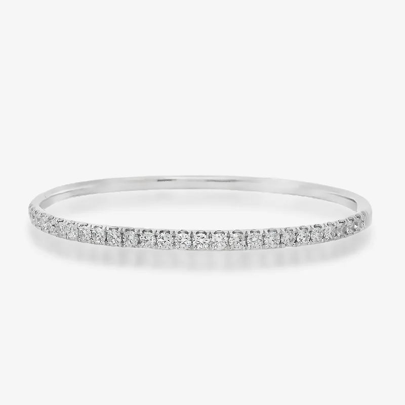 Simple leather bracelets for a casual look-French Set Classic 1.55CT Halfway Diamond 3.4MM Bangle Bracelet