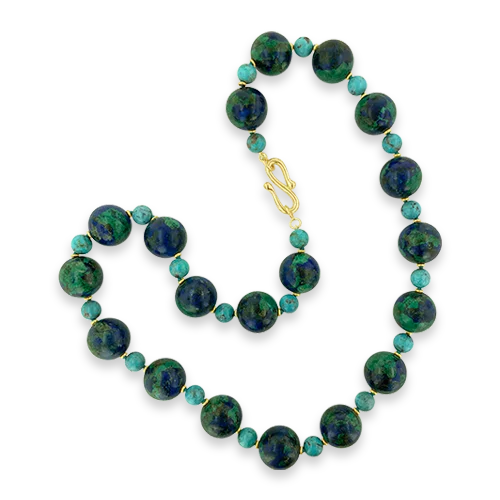 Unique tribal necklaces for bold fashion statements-Malachite, Azurite & Turquoise Necklace