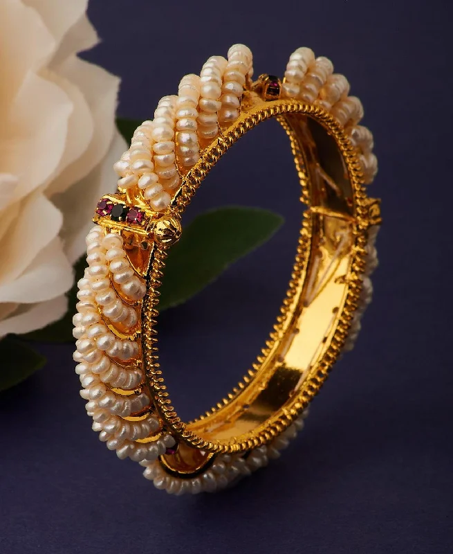 Ethnic-inspired bangles for traditional attire-Elegant and classy Pearl Bangle