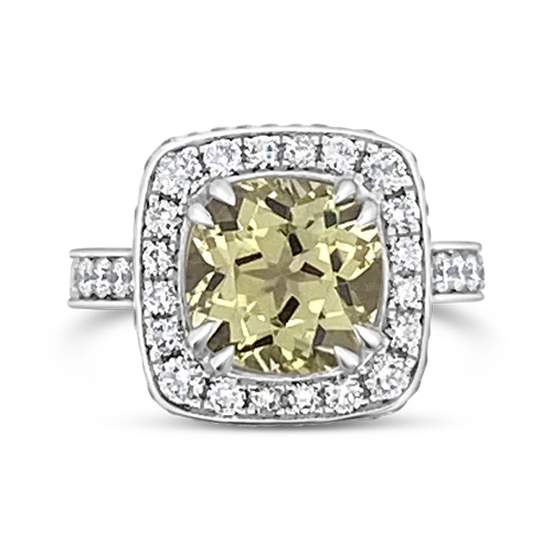 Engagement rings with halo settings for sparkle-Yellow Beryl & Diamond Ring