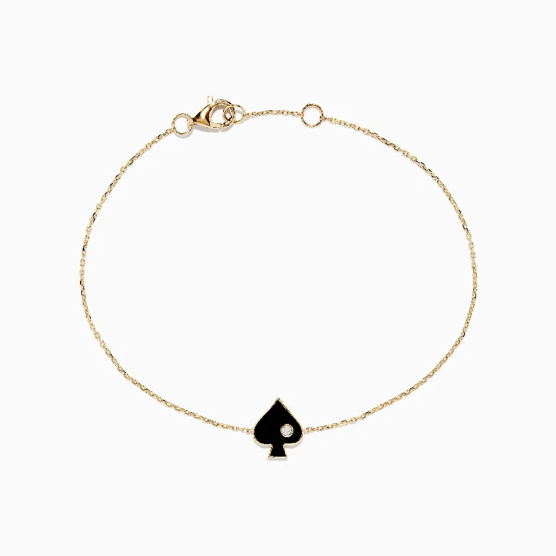 Simple bangle bracelets for minimalistic style-Casino 14K Yellow Gold Diamond Spade Suit Bracelet