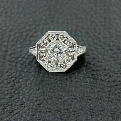 Elegant emerald rings for sophisticated style-Octagonal Multi-Diamond Ring