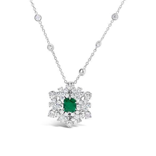 Designer necklaces for high-end fashion-Emerald & Diamond Necklace