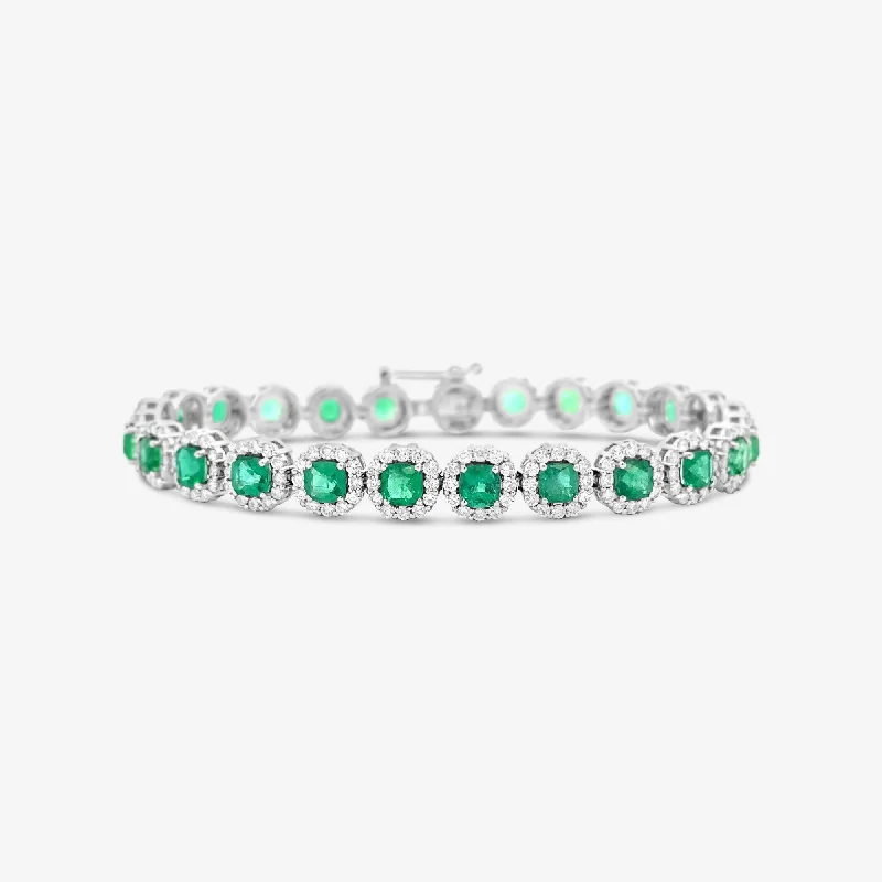 Stretch bracelets for comfortable wear-7.70ct Emerald & Diamond Bracelet