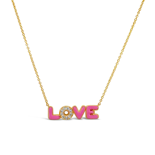 Luxury diamond necklaces for a high-end touch-Diamond & Enamel LOVE Necklace