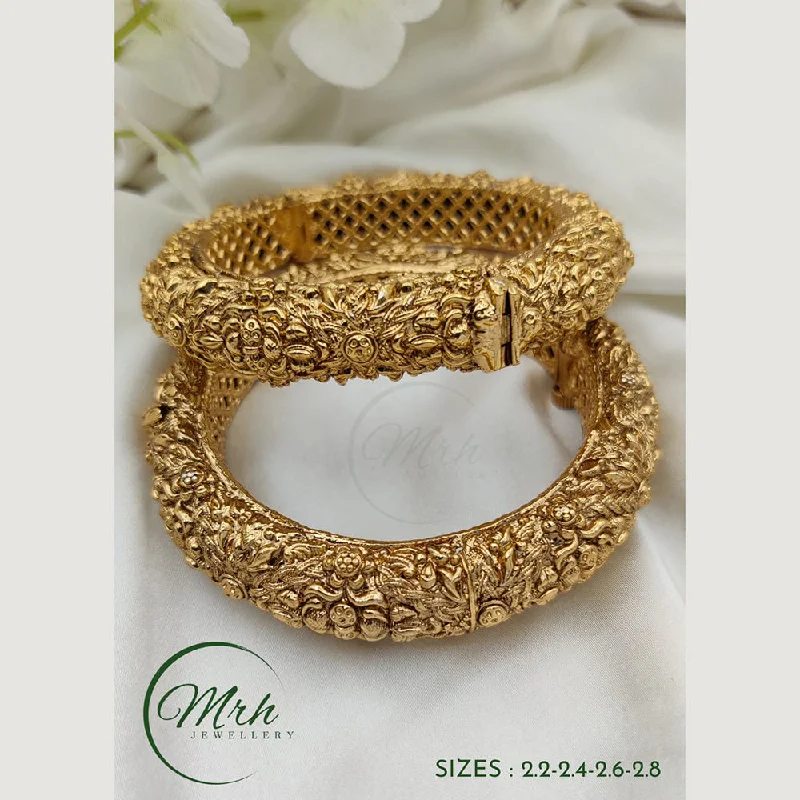 Slim gold bangles for a delicate look-Jewel Addiction Copper Gold Plated Bangles Set