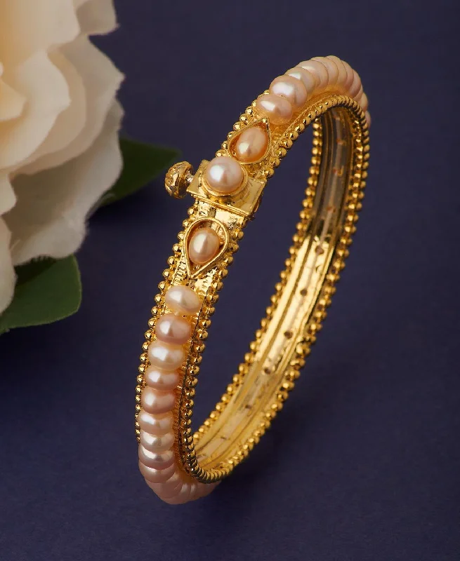 Personalized name bangles for unique accessories-Beautiful and Classy Pearl Bangle