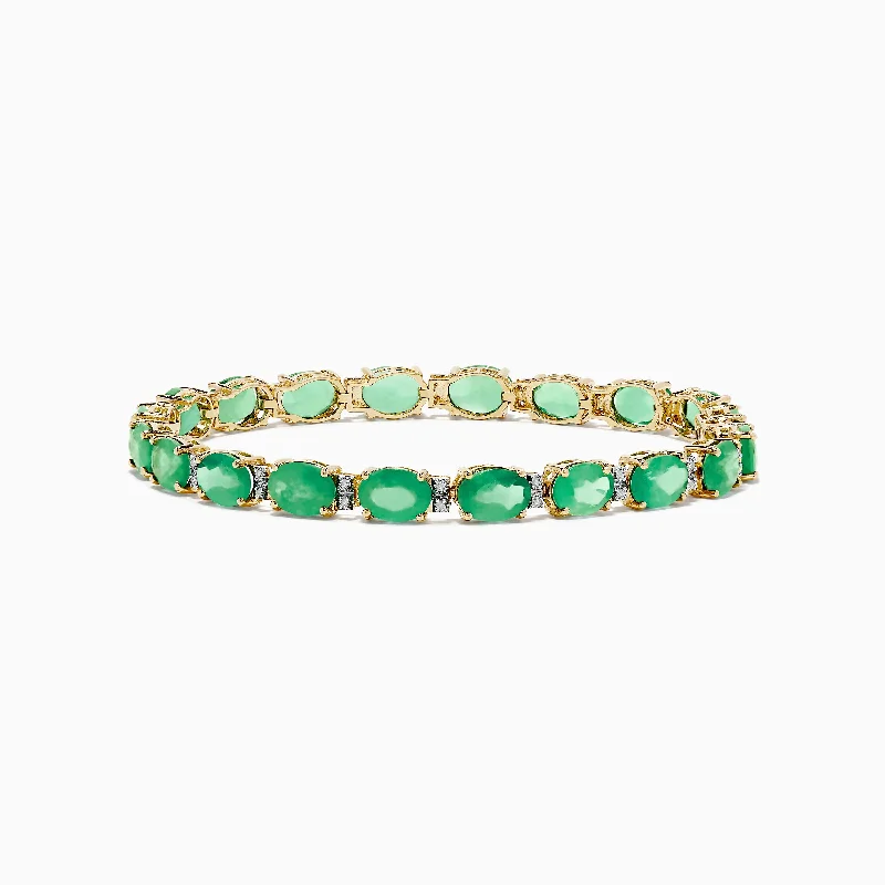 Vintage charm bracelets for collectors-Brasilica 14K White Gold Emerald and Diamond Bracelet