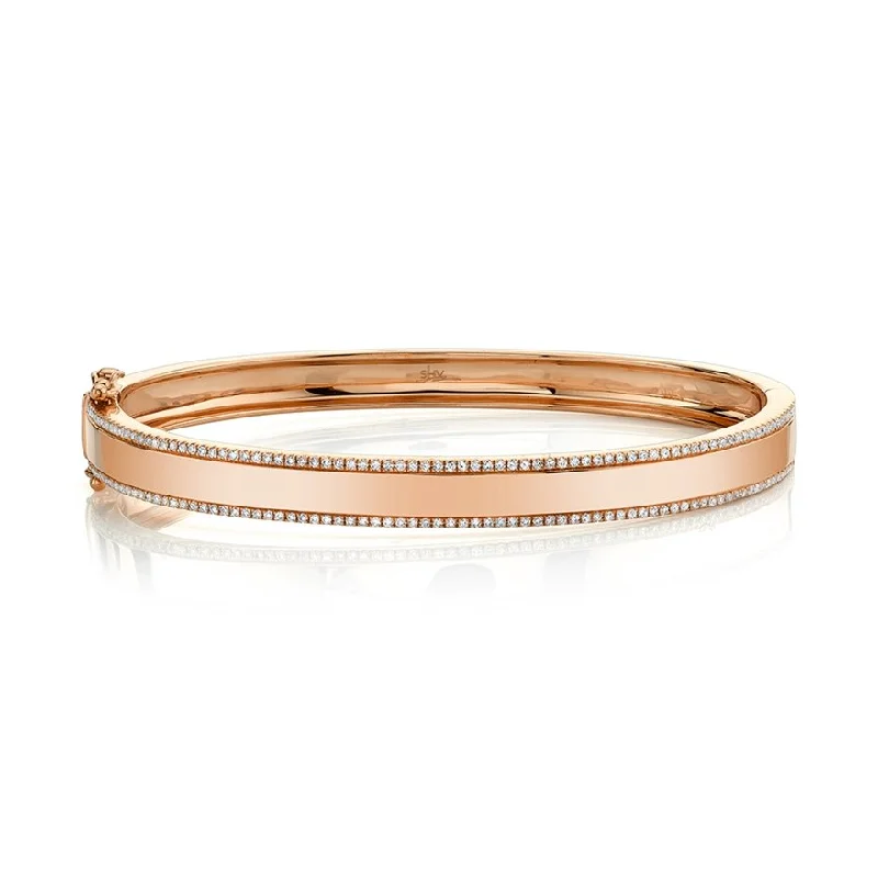 Minimalist bangles for a sleek and simple look-14KT Gold 1/2 CTW Diamond 2 Row Bangle Bracelet