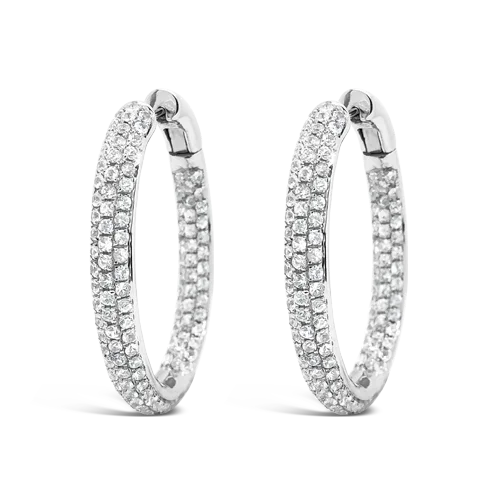 Custom geometric earrings for artistic flair-White Sapphire Hoop Earrings