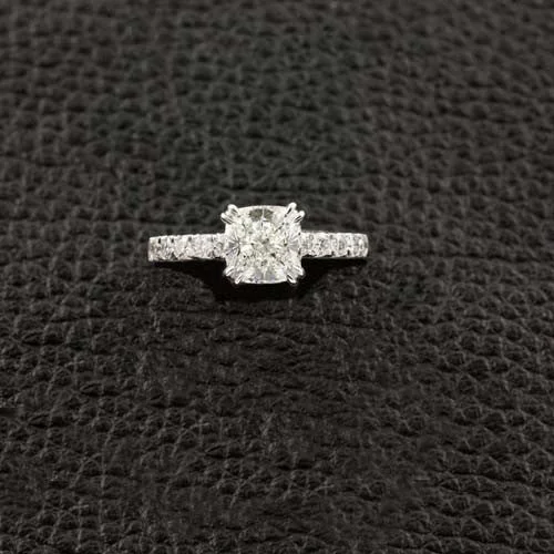 Wedding rings with diamond accents for luxury-Cushion cut Diamond Engagement Ring