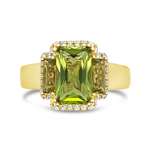 Simple gold engagement rings for timeless beauty-Peridot & Diamond Ring