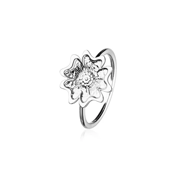 Silver rings with intricate detailing-Scottish Primrose Silver Ring R411