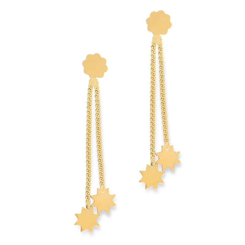 Ear jackets with modern designs-Star Drop Earrings 9 carat Yellow Gold