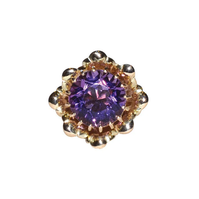 Vintage-inspired engagement rings for a classic look-Amethyst Flower Cocktail Ring