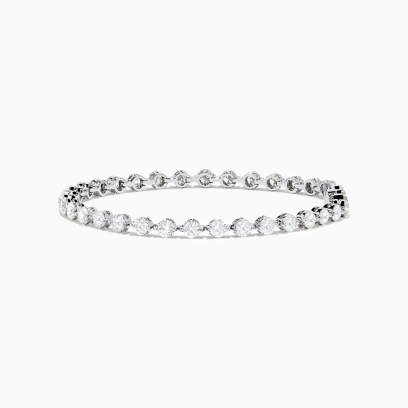 Gemstone beaded bracelets for colorful accessories-14K White Gold Diamond Tennis Bracelet 6.86 TCW