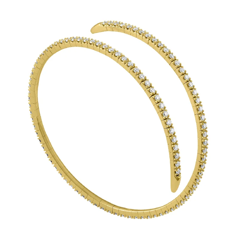 Classic pearl bangles for timeless beauty-14K Yellow Gold Diamond Wrap Around Flexible Bangle