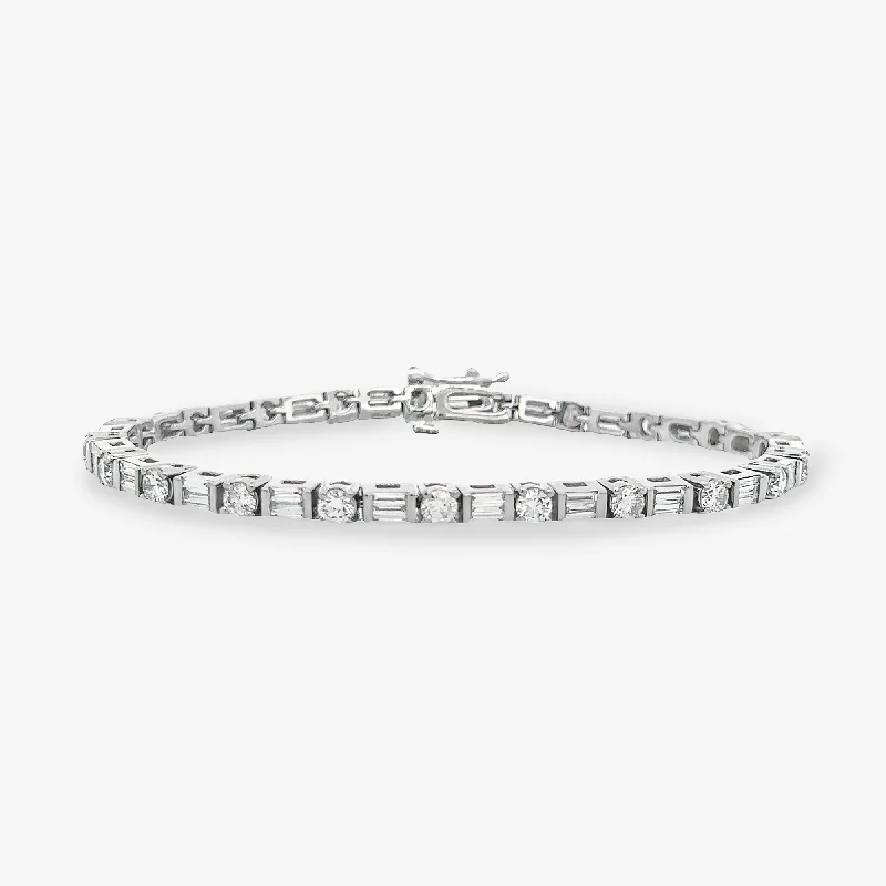 Adjustable clasp bracelets for comfort and style-4.50CT Round & Baguette Diamond Tennis Bracelet