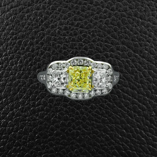 Classic silver rings for everyday wear-Yellow & White Diamond Ring