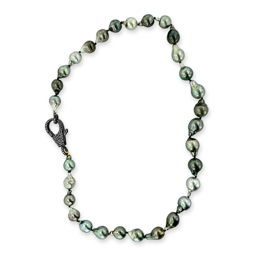 Nature-inspired necklaces with leaves and flowers-Baroque Black Pearl Necklace