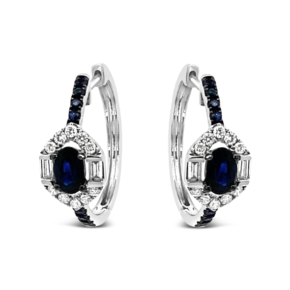 Sparkling crystal earrings for glamorous occasions-Sapphire & Diamond Earrings