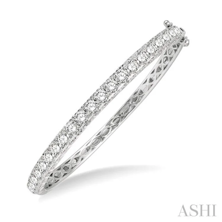 Adjustable wire bangles for unique looks-5 ctw Round Cut Diamond Bangle in 14K White Gold